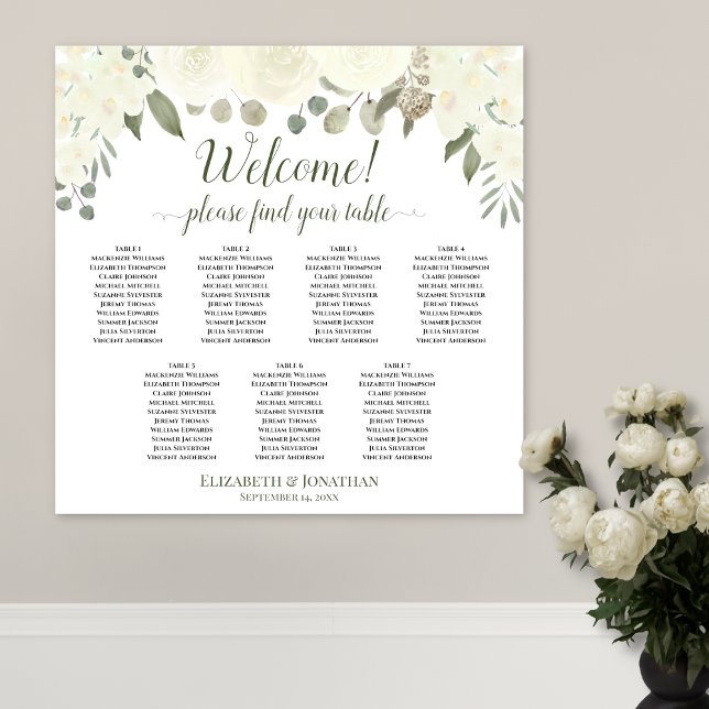 Póster Gráfico de Asientos de Bienvenida Bohemio Floral B (In Situ on Wall with Flowers)