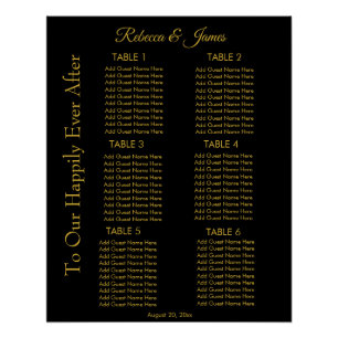 Póster Gráfico de Asientos de Black & Gold Happily Ever A
