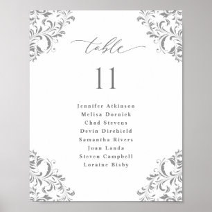 Póster Gráfico de Asientos de Boda 20x25 Plata Gris Flore