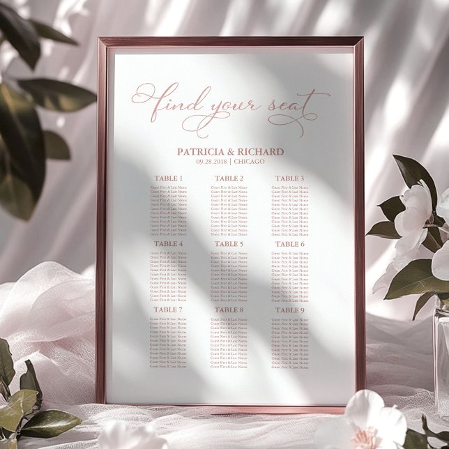 Póster Gráfico de Asientos de Boda 9 Mesas Elegante (Subido por el creador)