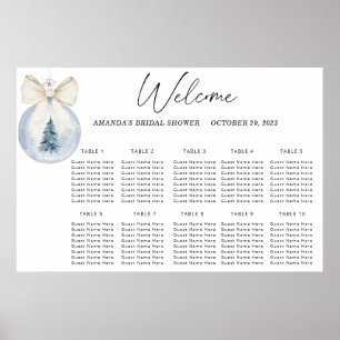 Póster Gráfico de asientos de boda acuarela en invierno