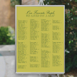 Póster Gráfico de Asientos de Boda Alfabetico Chartreuse