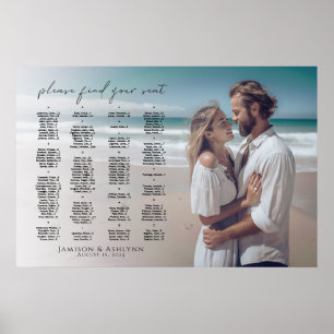 Póster Gráfico de asientos de boda alfabético con foto