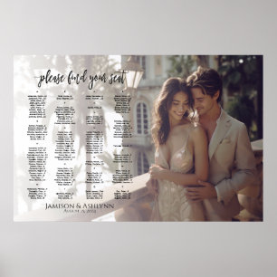 Póster Gráfico de asientos de boda alfabético con foto