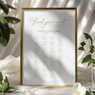 Póster Gráfico de Asientos de Boda Alfabetico con Hoja de