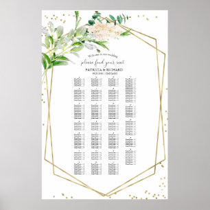 Póster Gráfico de Asientos de Boda Alfabetico con Verdor