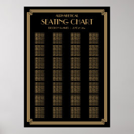 Póster Gráfico de asientos de Boda alfabético de Art Deco