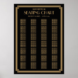 Póster Gráfico de asientos de Boda alfabético de Art Deco