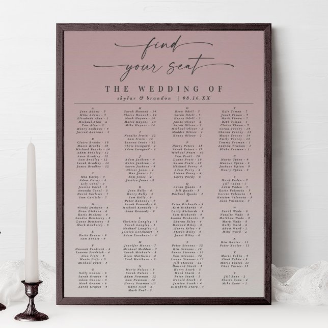 Póster Gráfico de asientos de Boda alfabético de Ombre Ma (Subido por el creador)
