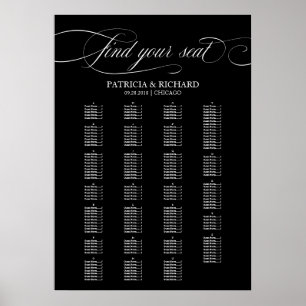Póster Gráfico de Asientos de Boda Alfabetico Elegante Ne