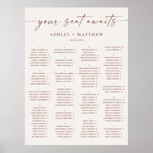 Póster Gráfico de Asientos de Boda Alfabetico Marfil Suav