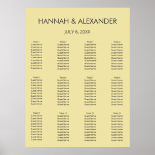 Póster Gráfico de Asientos de Boda Amarillo Cítrico Isla