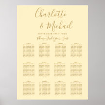 Gráfico de Asientos de Boda Amarillo y Dorado de B