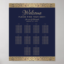 Gráfico de Asientos de Boda Azul Marino de 10 Mesa