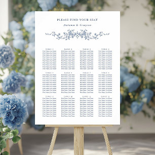 Póster Gráfico de Asientos de Boda Azul Victoriano Francé
