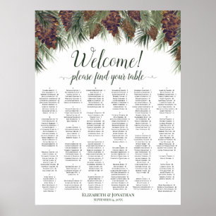 Póster Gráfico de Asientos de Boda Bienvenidos Piñas Rust