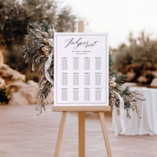 Póster Gráfico de asientos de Boda blanco y negro con gui