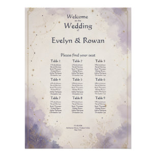 Póster Gráfico de Asientos de Boda Celestial