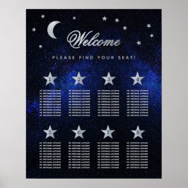 Póster Gráfico de Asientos de Boda Celestial de 8 Mesas