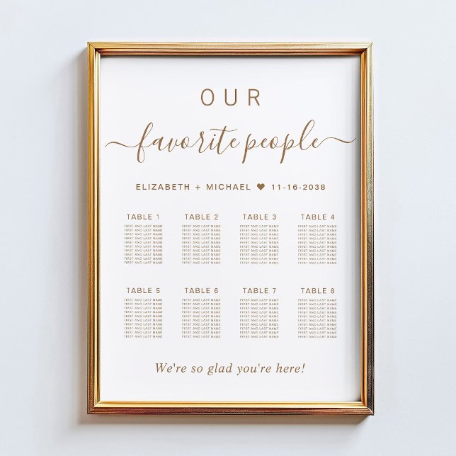Póster Gráfico de Asientos de Boda Chic Gold Script 8 Mes (Subido por el creador)