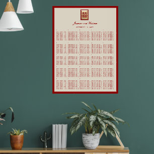 Póster Gráfico de Asientos de Boda China Doble Felicidad 