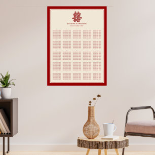 Póster Gráfico de Asientos de Boda China Felicidad Doble 