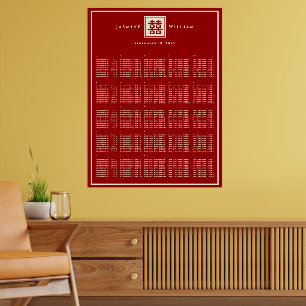 Póster Gráfico de Asientos de Boda Chino Doble Felicidad 