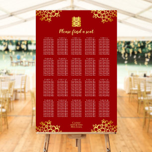 Póster Gráfico de asientos de boda chino moderno floral r