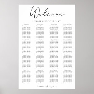 Póster Gráfico de Asientos de Boda Clásica Minimalista