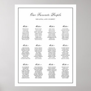 Póster Gráfico de Asientos de Boda Clásico en Blanco y Ne