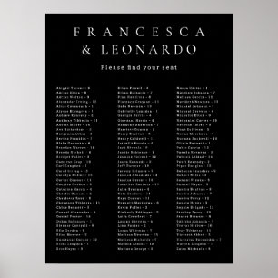 Póster Gráfico de Asientos de Boda Clásico Negro Simple