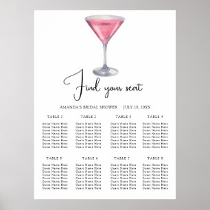 Póster Gráfico de asientos de boda cóctel acuarela