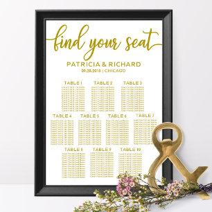 Póster Gráfico de Asientos de Boda con 10 Mesas Caligrafí
