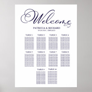 Póster Gráfico de Asientos de Boda con 10 Mesas Simple