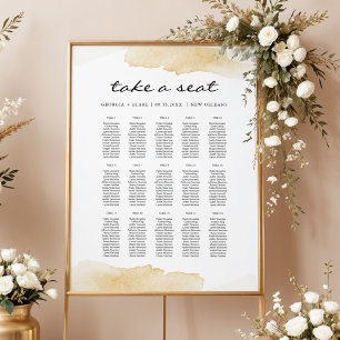 Póster Gráfico de Asientos de Boda con Acuarela Amarilla 