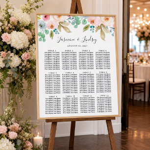 Póster Gráfico de Asientos de Boda con Acuarela Pastel