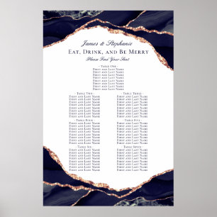 Póster Gráfico de Asientos de Boda con Agata Azul Marino