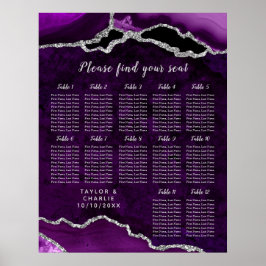 Póster Gráfico de Asientos de Boda con Ágata Plateada Púr