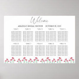 Póster Gráfico de asientos de boda con amapola acuarela