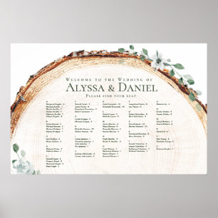 Póster Gráfico de Asientos de Boda con Anillos de Árbol d