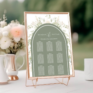 Póster Gráfico de Asientos de Boda con Arco Floral de Mar