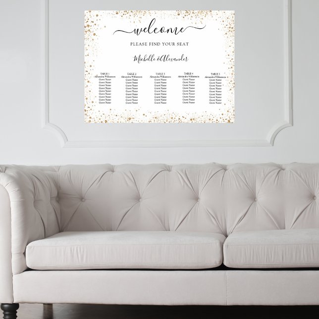 Póster Gráfico de asientos de boda con brillo de oro blan (Subido por el creador)