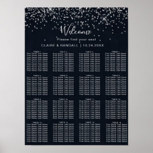 Póster Gráfico de Asientos de Boda con Caligrafía de Conf