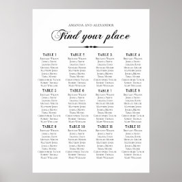 Póster Gráfico de asientos de boda con caligrafía elegant