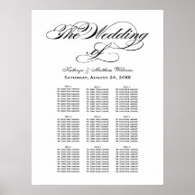 Gráfico de Asientos de Boda con Caligrafía Negra E