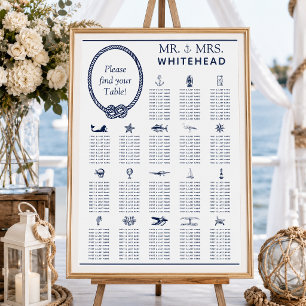 Póster Gráfico de Asientos de Boda con Cuerda Náutica 18