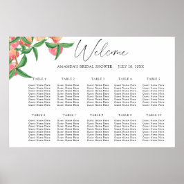Póster Gráfico de asientos de boda con duraznos en acuare