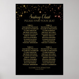 Póster Gráfico de Asientos de Boda con Estrellas Brillant