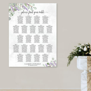 Póster Gráfico de Asientos de Boda con Eucalipto y Lavand