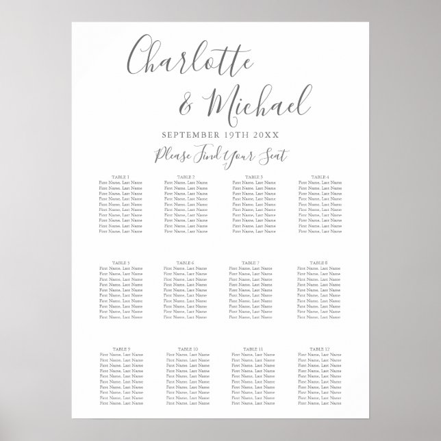 Póster Gráfico de Asientos de Boda con Firma Elegante (Frente)